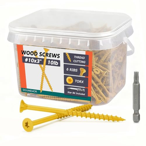 #10 x 3 Deck Screws 10lb - 3 Inch Wood Screws, Rust Resistant, Exterior Epoxy Coated, Outdoor Decking Screws, Torx/Star Drive Head, T25 Star Bit Included