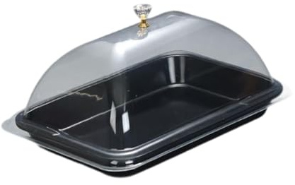 Sharplace Campana per Alimenti Cupola Protettiva Espositore per Torte Coperchio Da Portata Vetrina per Dolci in Materiale Melaminico Facile Da Pulire Adatto per, Nero