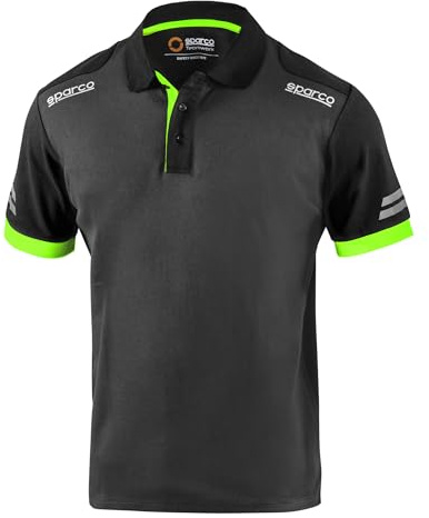 Sparco Polo da Lavoro Tecnica da Uomo Traspirante Estiva. Maglia piqué con Spalline rinforzate, Alta visibilità. Modello Toledo. Taglia XS
