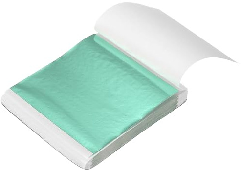 QUARKZMAN 200 Fogli di Carta Oro Finto, 3.3x3.7 Fogli di Lamina Oro Imitazione Libretto Variegato per Artigianato, Cornici per Foto, Unghie E Decorazioni, Verde Smeraldo