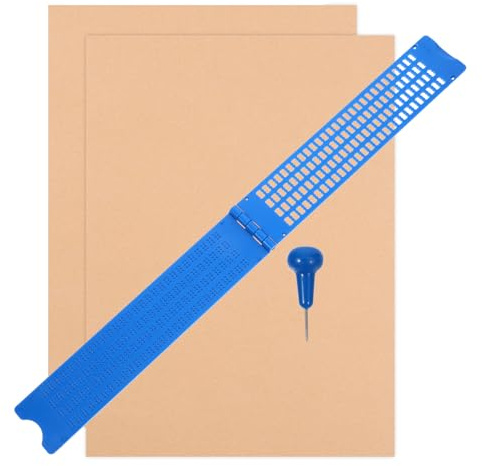 SKISUNO Tavoletta Braille e Pratica Efficiente Punteruolo in Plastico Resistente Riutilizzabile per Scrittura Braille, Kit di Scrittura per Ciechi