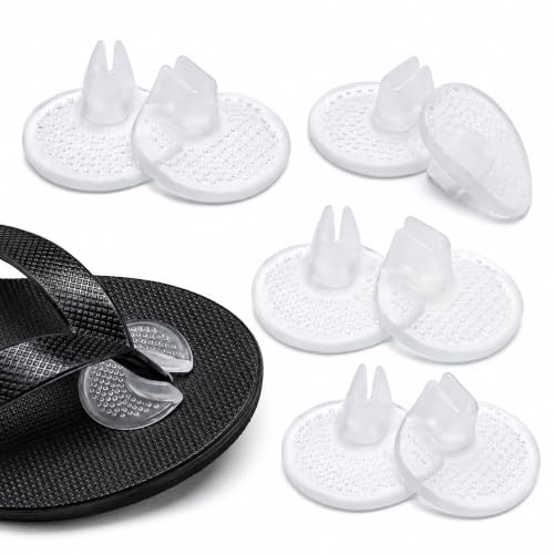 4 Pairs Flip Flop Toe Protectors, Silicone Gel Pads for Thong Sandals | Split Toe-Post Guard, Textured Forefoot Cushion, Clear Low-Profile Pads, For Thong Sandals, Slippers and Summer Footwear