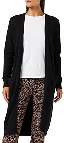 Vila Clothes Damen Strickjacke VIRIL L/S Long Knit Cardigan - NOOS 14042770, Einfarbig, Gr. 38 (Herstellergröße: M), Schwarz (Black)