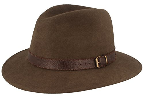 Breiter Outdoor Filz-Hut - Trekking Wollhut Aus 100% Wolle - Wasserabweisend & Faltbar - Mit Ledergarnitur - Für Herren & Damen