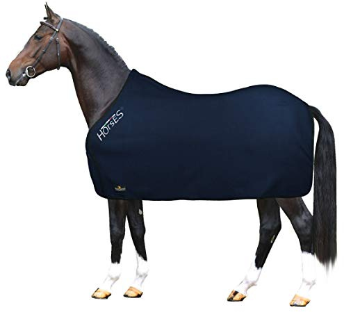 Horses, Manta Polar Para Caballos, Modelo Basic, Suave y Confortable, Ideal Para Transporte y Después del Trabajo (Azul- 135 cm)