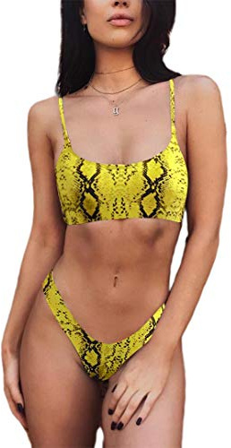 TSWRK Costume da Bagno Donna Sexy Intero Donna Bikini Set Trikini Mare Costumi Due Pezzi Leopardo