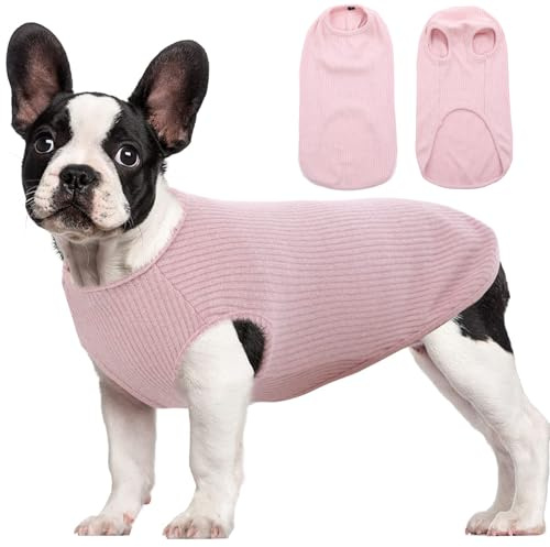 Camisa para Perro de Talla pequeña y Gato – Camiseta a Rayas – Camiseta de Verano Cool – Chaleco básico – Camiseta de Tirantes de algodón Suave – Chihuahua – Ropa para Perro – Talla S – Rosa