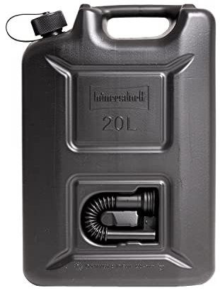 hünersdorff Tanica per carburante, professionale, 20 l, per benzina, diesel e altre merci pericolose, approvazione ONU, Made in Germany, produzione certificata TÜV, nero