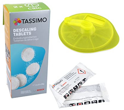 DEKAROX Entkalkungstabletten mit Reinigungsdisc für Bosch 311909 00311909 + 576836 00576836 für Tassimo Kapselmaschinen Kapselautomat