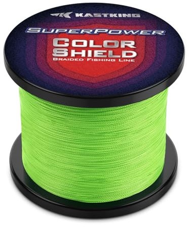 KastKing Superpower ColorShield Braided Fishing Line, Neon Green, 20LB, 300Yards, X4