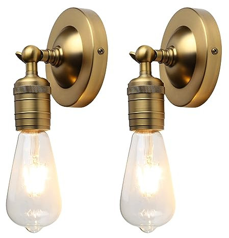 JIMUBEAM Industrial Metal Wall Lights, 2 Pack Up and Down Bathroom Vanity Wall Sconce Lights, E27 Indoor Wall Mounted Lamp Fixture for Corridor Dining Room Kitchen Bedroom