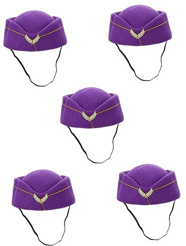 ibasenice 5 Stücke Flugzeug Gastgeberin Hut Flight Attendant Kostüm Decor Stewardess Cosplay Zubehör Mode Kappe