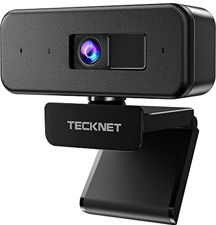 TECKNET Webcam for PC, Full HD 1080P Webcam with Microphone and Privacy Cover, Plug-and-Play, 110° View Web Cam and auto light correction camera for Conference/Meeting/Zoom/Skype/Facetime/Windows/Mac