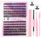 WUWUSU Juego de extensiones de pestañas, 240 unidades, 10-16 mezclas, 30D/40D, juego de extensiones de pestañas, juego de extensiones de pestañas, removedor de pegamento y aplicadores para