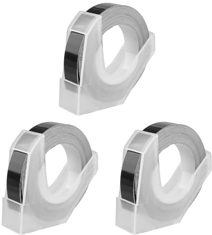 Namvo 3 Pack Embossing Label Maker Tape Plastic Self-Adhesive 3D Embossing Label Refill for DYMO Embossed (9mm x 3m)