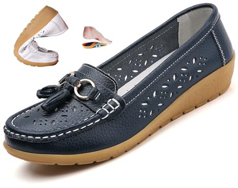 Mocassins orthopédiques pour femme en cuir respirant, mocassins d'été à enfiler confortables pour le travail, la marche
