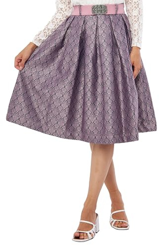 Lifos 0800 Dirndlkjol, traditionell kjol med bälte paisley-mönster, oktoberfest, rosa-grå, 44