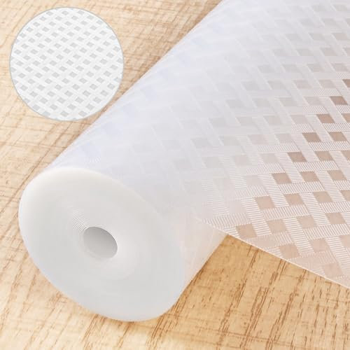 BELICOO Drawer Liners, 30cm x 610cm Kitchen Shelf Liners Drawer Mats Plastic EVA Material Waterproof & Oil-Proof Cupboard Liner Mats Paper Protector for Shelves (Clear Diamond, 30x610CM)