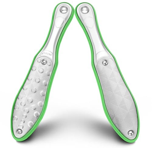 BEZOX Lima per piedi in acciaio inox resistente, professionale su entrambi i lati, per rimuovere calli e pelle morta, strumento portatile per la cura dei piedi (verde