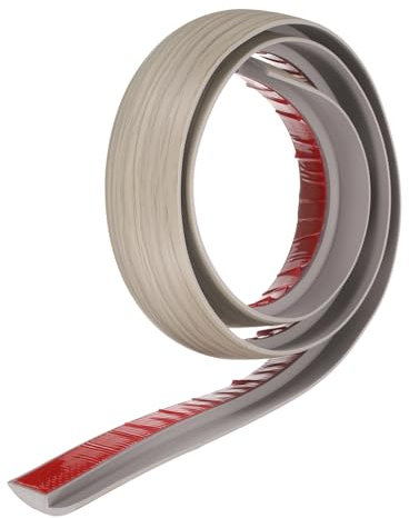 Kvartsman golvövergångslist 1,4 tum 3,33 fot självhäftande PVC-matta-till-kakel-övergångslist skala och klistra fast täcklist för ojämnheter höjd 5 mm, grå träkorn
