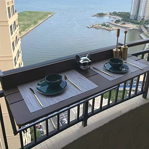 Tavolo da balcone pieghevole regolabile marrone allungabile console esterna multifunzionale tavolo sollevabile per giardino salvaspazio design a parete perfetto per piccoli balconi.