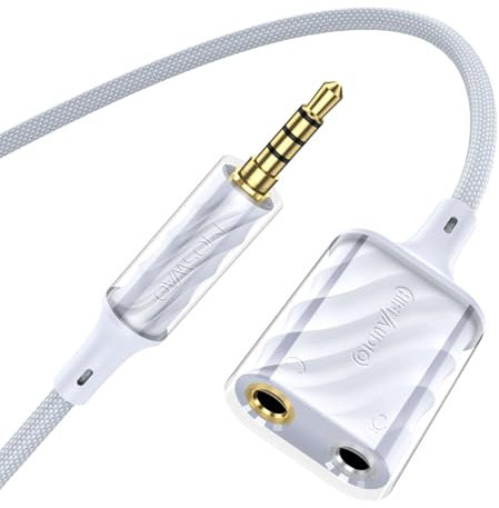 MOSWAG Kopfhörer Adapter, Kopfhörer Mic Splitter Adapter, 3.5mm Stecker auf Doppel 3.5mm Klinkenstecker (Headset und Mikrofon) für Laptop, PS4, PC Tablet Gaming und Gaming Headset