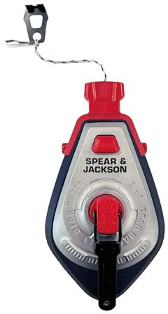 Spear & Jackson CHALKLINE Cuerda Trazadora de Aluminio, 30m/100ft con Enrollado Rápido, Incluye Polvo de Tiza, Marcador para Albañiles, Constructores y Uso Exterior, Duradera y de Fácil Recarga