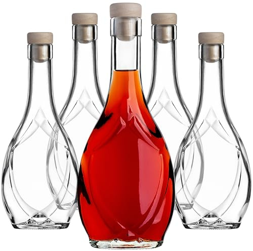 KADAX Tomma glasflaskor 250 ml, 5 st, likörflaska med lock, för likör, vin och grappa, dekorativa