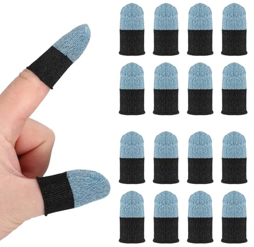 PATIKIL Guanti per Dita con Punta in Fibre d'Argento, 16 Pezzi Guanti Antisudore Traspiranti per Dispositivi Touchscreen Telefonici E Gaming, Blu Scuro