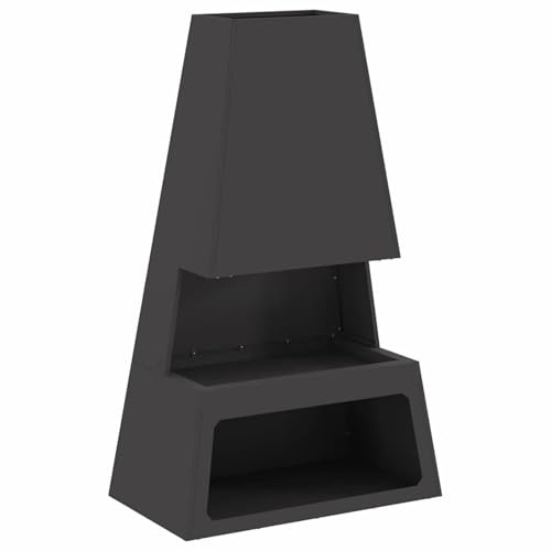 Gecheer Focolare Nero 60 x 35 x 100 cm Acciaio laminato a freddoFocolare esterno