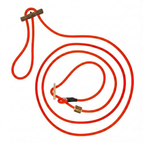 Biothane Umhänge Moxonleine 6mm dünne Retrieverleine | lautlose Jagdleine | stufenlos verserstellbar | Hundeleine für kleine bis große Hunde | 260-300cm Länge | mit Zugstopp (Orange, 300cm)