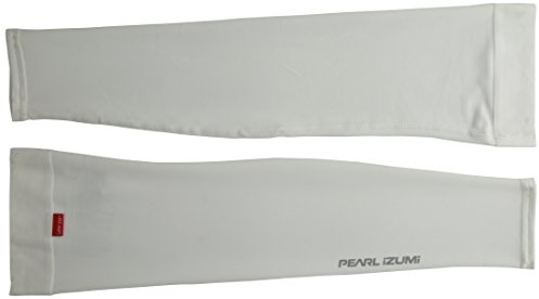 PEARL iZUMi Unisex Sun Arm Sleeves, Durable & Stretchy Sleeves For Sun Protection When Cycling, Running & more, White, Small
