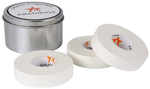 AMATHINGS 3 Rollen Klettertape in der Metallbox 1,5cm breit in weiß ideales Fingertape und Sporttape für Klettern Bouldern Kraftsport Volleyball Kampfsport Torw
