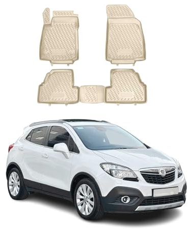 OMAC Gummimatten Fußmatten kompatibel mit Opel Mokka 2012-2019 TPE Automatten Beige 4X
