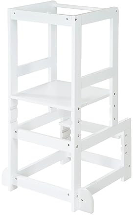 roba Lernturm nach Montessori - Sicherer Tritthocker für Kinder - Ideal als Küchenhelfer - Bis 80 kg belastbar - Holz weiß