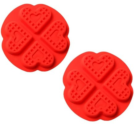 Molde para gofres, 2 uds. Moldes para Hornear gofres de Silicona con Forma de corazón, Molde para gofres de Silicona de 4 cavidades para Hornear, Molde Antiadherente para Magdalenas