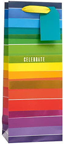 UK Greetings Bottle Bag for Her/Friend - For Birthdays, Congratulations & Other Events - Rainbow Design