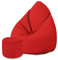DreamRoots Sitzsack für Kinder und Erwachsene - Sitzsack mit Füllung, Lehne, Hocker und Bezug - Oxford Stoff 220 gr/m2 Wasserdicht - Sitzkissen Boden - Chill Sack M, Rot