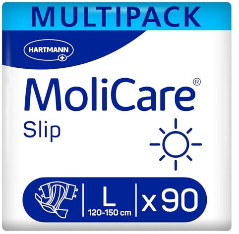 MoliCare® Slip Day - Windeln für Erwachsene bei schwerer Harn- und Stuhlinkontinenz am Tag | zuverlässig, komfortabel & diskret | Größe L (120-150 cm Hüftumfang), 90 Stück