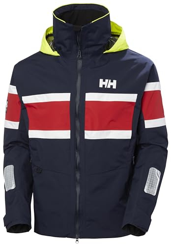 Helly Hansen Salt Original Jacket - Giacca da vela da uomo, con bandiera a strisce, impermeabile, con cappuccio riflettente, 597 Navy, X-Large