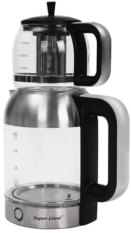 Wasserkocher mit Temperatureinstellung, 220V Wasserkocher Glas 1800W Teekocher mit Warmhaltefunktion, Doppelte Töpfe 2L&1L, Warmhalten Funktion