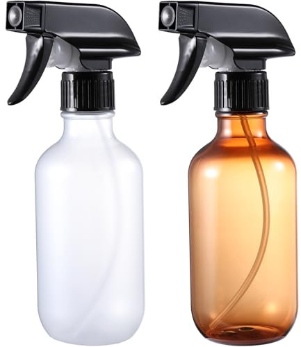 Botella pequeña de 300 ml, mate transparente y marrón, pulverizador para plantas, pulverizador para cabello, botella vacía para llenar con cabezal pulverizador ajustable para flores, mascotas