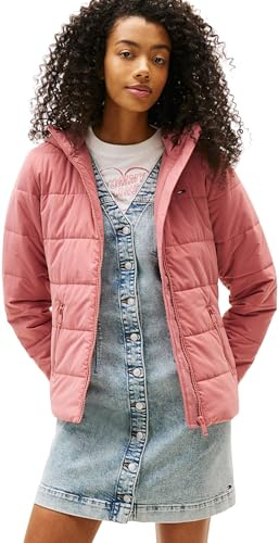 Tommy Jeans Damen Tjw Slim Lw Hooded Padded Jacket Dw0dw20959 Pufferjacke, Pink (Tahiti Berry), M EU