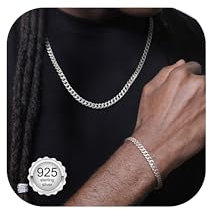 LOLIAS Herren Silber Panzerkette 925 Halskette und Armband 3mm/5mm für Männer Jungs Herrenschmuck 18/20/22 Zoll