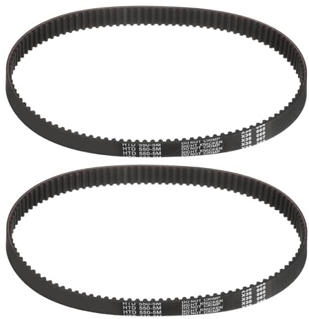 sourcing map 2pcs HTD-5M Rubber Timing Belt 110 Teeth, 550mm Pitch Length x 15mm Width x 3.6mm Height, Closed Loop Pulley Timing Belt