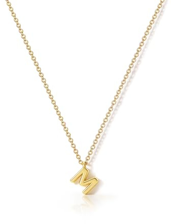 HANLI Collana Personalizzata Con Nome Iniziale Donna Oro Placcato 14K Anallergici Leggeri Trendy Gioielli di Moda per le Donne