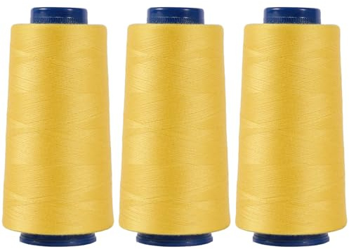 Lot de 3 rouleaux de fil de surjeteuse - 2744 m - Diamètre : 5,41 cm - Hauteur : 11,10 cm - En polyester - 40S/2 pour surjeteuse et matelassage