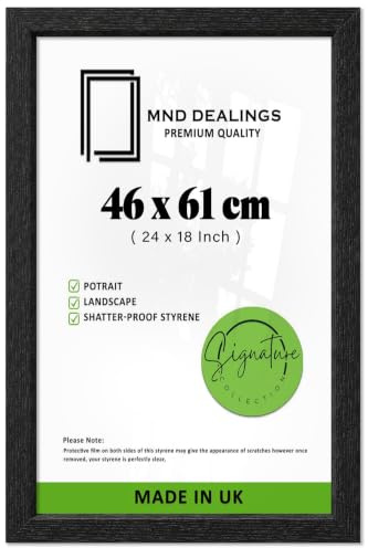 MND Dealings — Modern Style (46 X 61 CM) Poster Frame | MDF Engineered Wood | Perspex Sheet | Jigsaw Puzzle Living Room 24 X 18 Inch Black — Flat Shape Wall Display | Easy Mounting