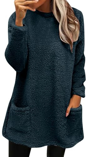 Jersey largo de forro polar sin capucha para mujer