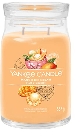 Yankee Candle Signatur doftljus | Mango glass stort burkljus med dubbla vekar | Sojavaxblandning, långt brinnande ljus | perfekta gåvor för kvinnor